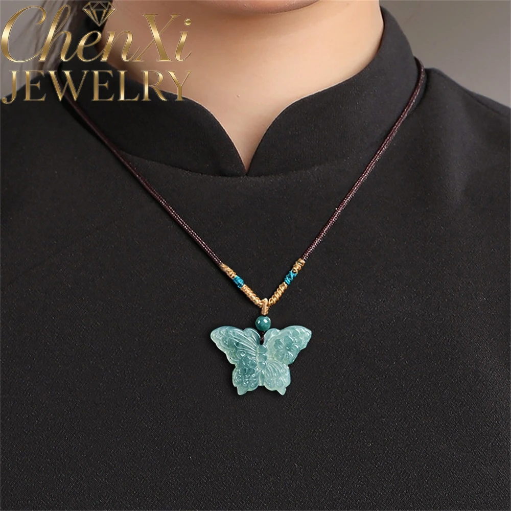 

S925 Silver Clasp Set With Natural Ice Blue Water Jadeite Butterfly Pendant Luxury Quality Fine Fashion Jewelry Exquisite Charms