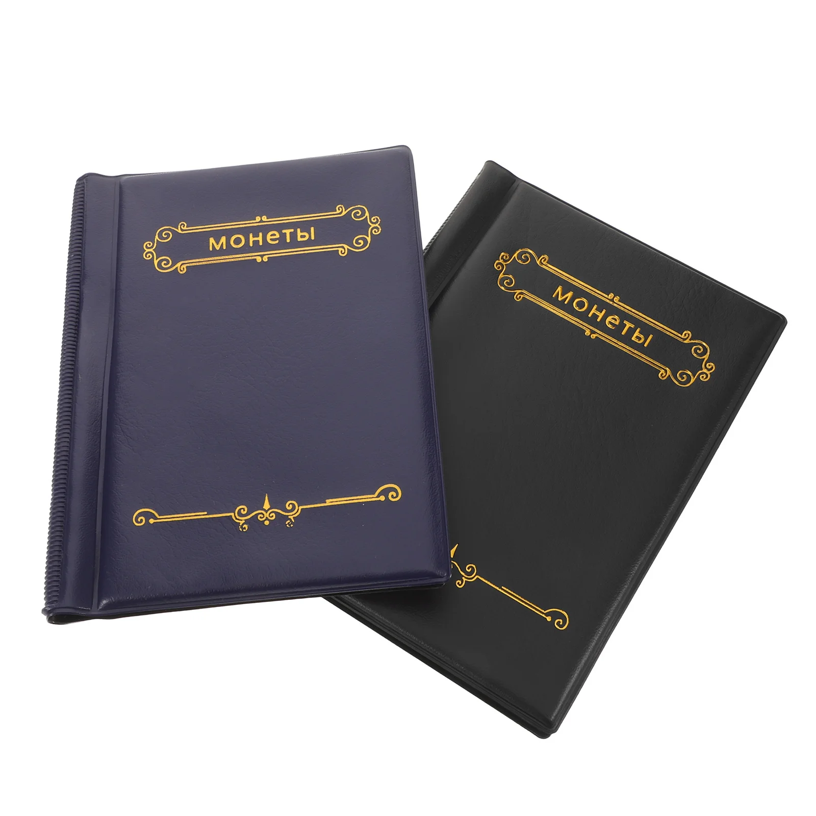 Álbum de armazenamento de moedas, 2 peças, 120 bolsos, livro, caixa de pvc pu para moedas de cobre, organizador de coleção, suporte de exibição, presente