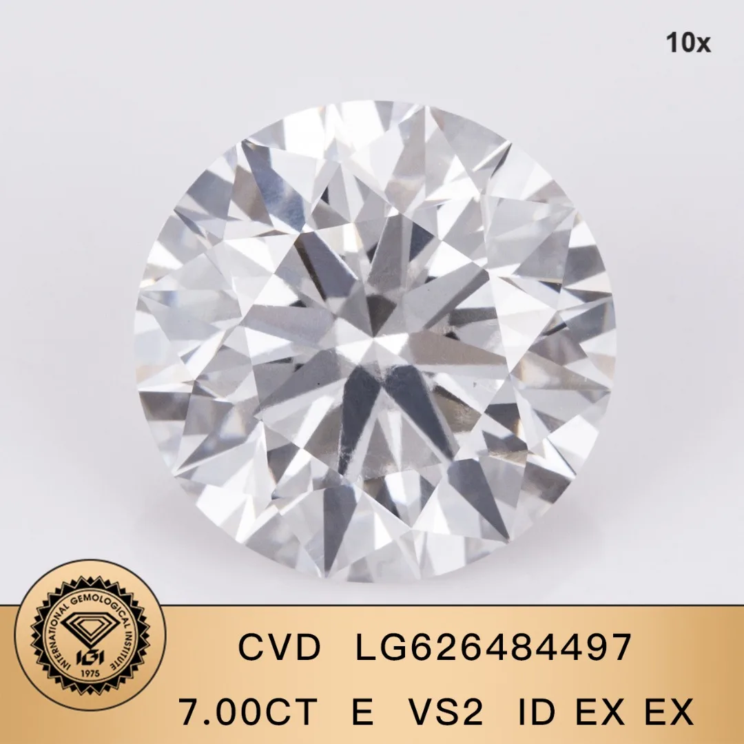 IGI 7.0CT E VS2 Round Lab Grown Diamond CVD Diamond Stone Wholesale igi Certified With Certificate