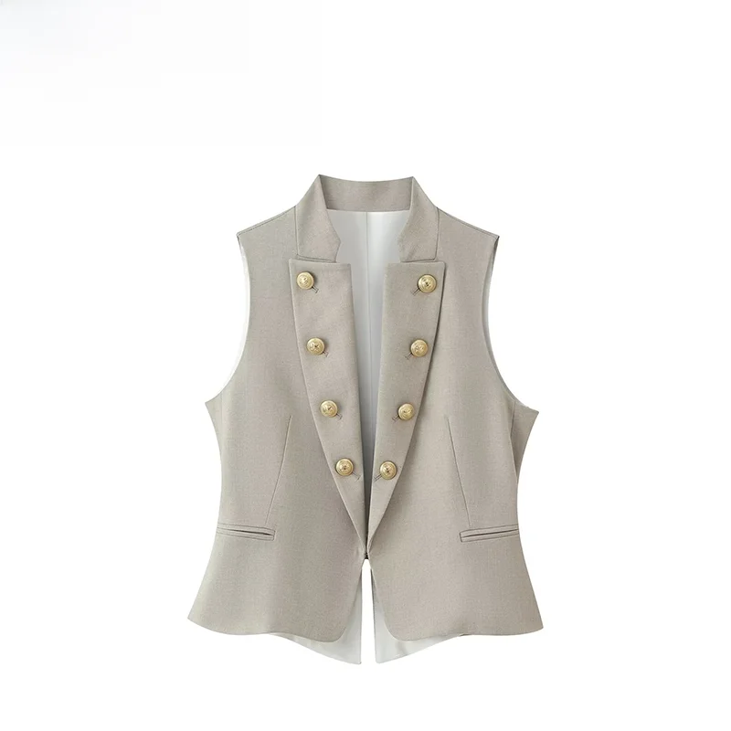 Fashionable Button-Up Cover Vest ZR Autumn New Arrival Women's Wear Polyester Commute Style Casual Outerwear 2026