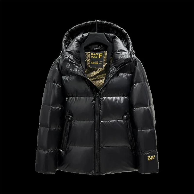 2025 جديد أسفل سترة الرجال منتصف طول زوجين الذهب الأسود الأبيض بطة أسفل سترة سميكة الركبة طول الشتاء سترة Womwen الاتجاه