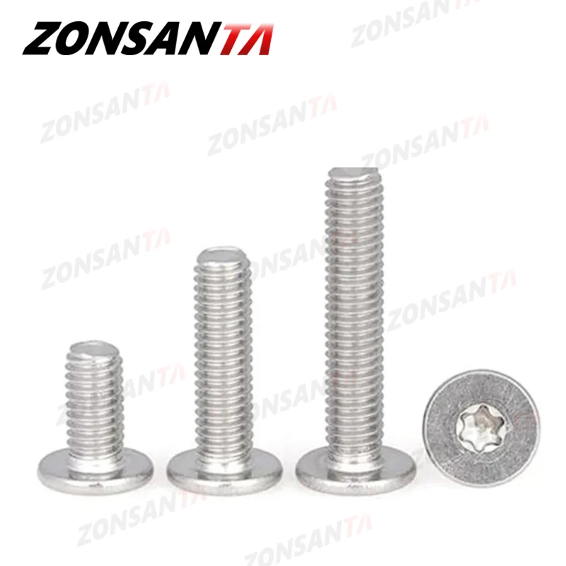 10pcs Torx Six Lobe Ultra Thin Super Low Ultrathin Flat Wafer Head Bolt M2 M2.5 M3 M4 M5 M6 M8 304 Stainless Steel Plum Screws