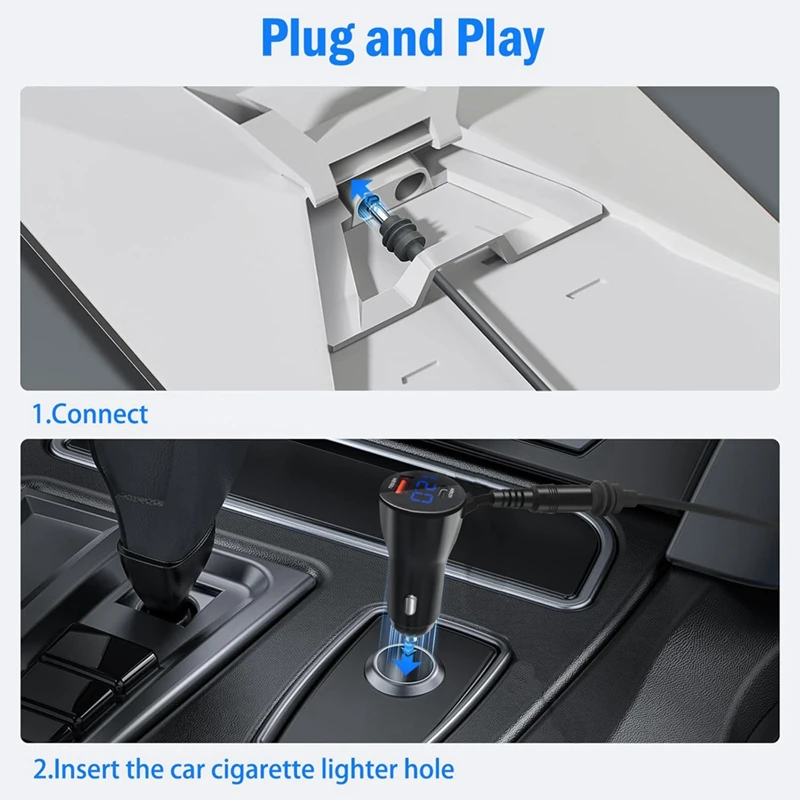 For Starlink Mini DC Power Cable,Car Charger With Cigarette Lighter Adapter,USB & Type-C Ports,Voltmeter,Digital Display