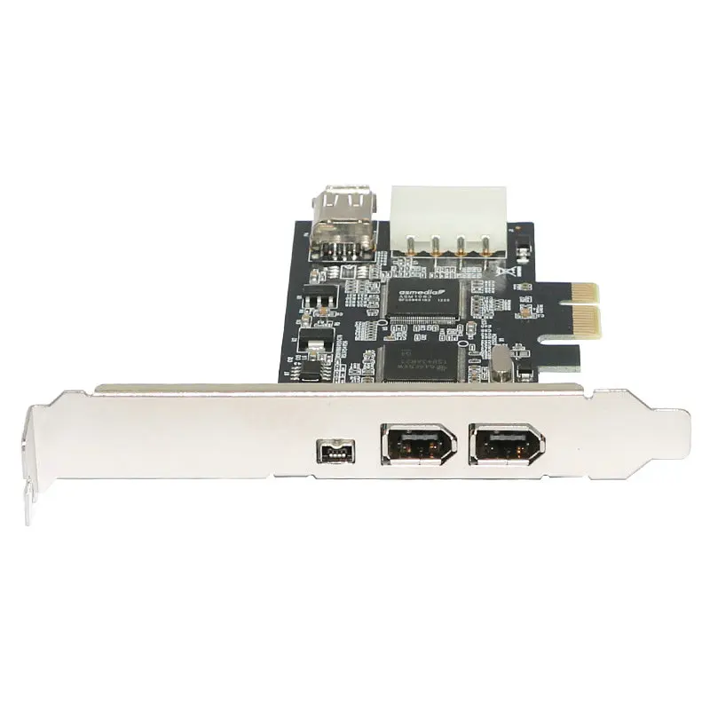 1 Set PCI-e 1X IEEE 1394A 4 Port(3+1) Firewire Card Adapter 1394 A PCIe With 6 Pin To 4 Pin IEEE 1394 Cable For Desktop