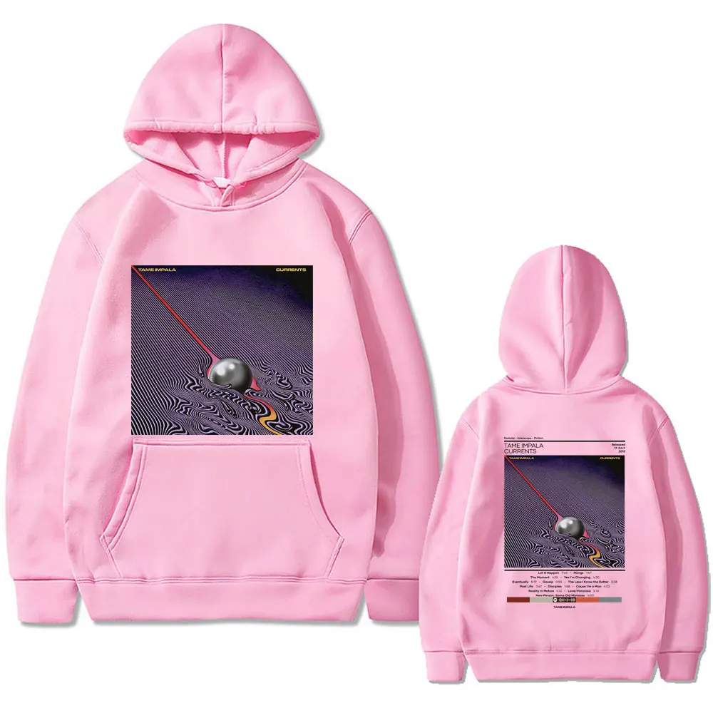 Tame Impala Currents الرجال المطبوعة على الوجهين هوديي Lndie Pop روك باند هوديي ريترو موضة البلوز #4