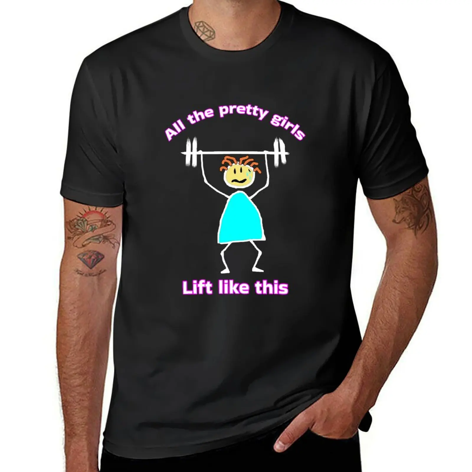 Funny Gym Girl Lifting Weights T-Shirt boys whites Blouse Short sleeve tee men