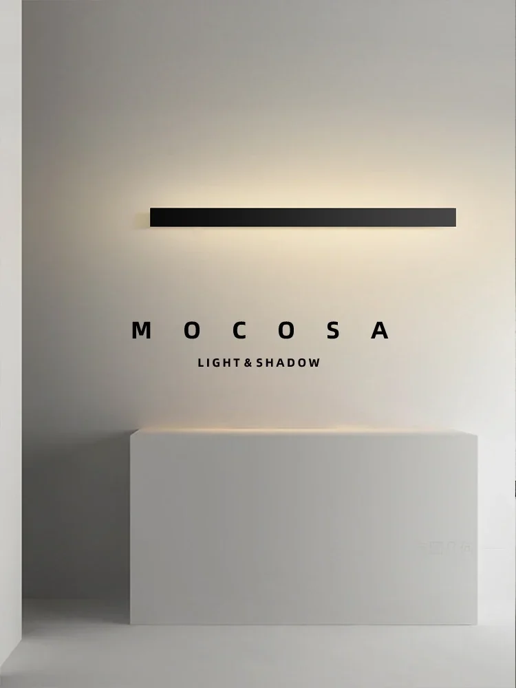 

Minimalist Indoor Wall LED Lighting Modern Long Wall Lamp Living Room Stripe Decorative Wall Light TV Background Black Long Lamp