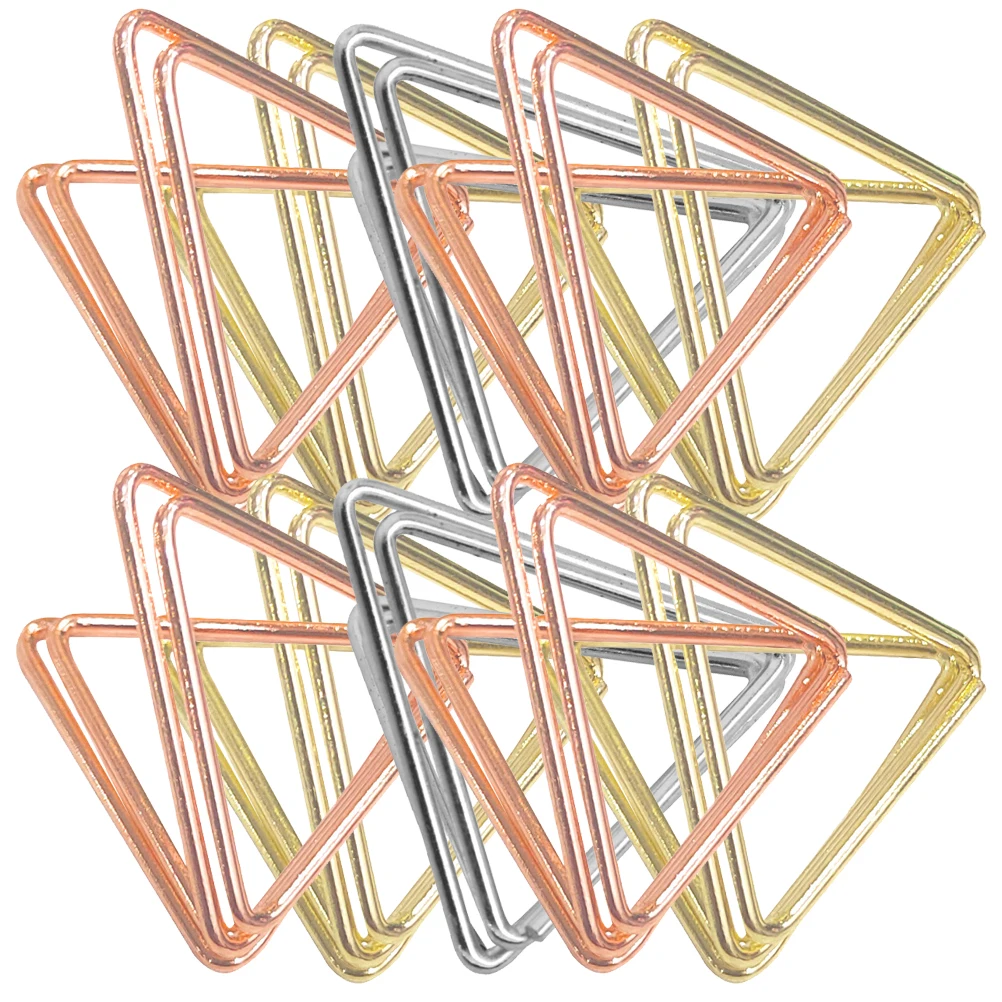 

15pcs Three-dimensional Paper Clip Set Card Holder Iron Triangle Shape Photo Clips Memo Clamps Table Number Stands Place