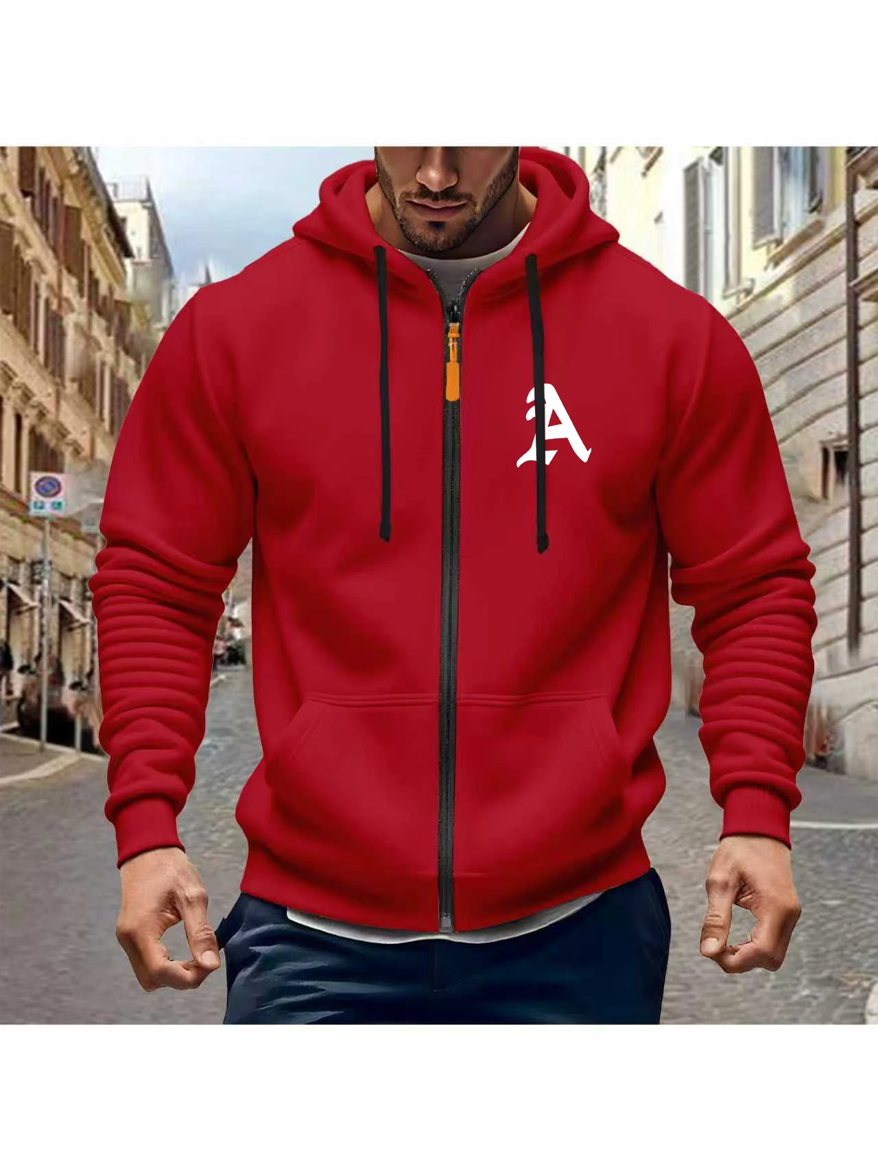 جديد الرجال نسيج سميك مقنعين سستة البلوز عارضة الخريف الشتاء الشارع الشهير مريحة البلوز مع جيب هوديي