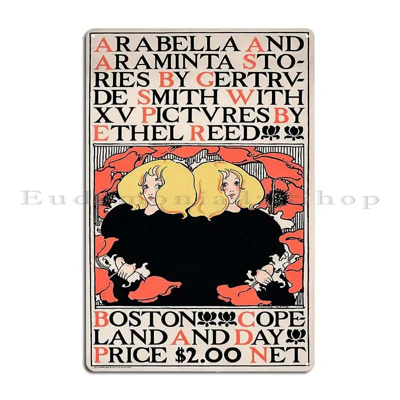 Arabella And Araminta Stories Vintage Art Nouveau 1895 Metal Signs Club Create Club Party Club Living Room Tin Sign Poster