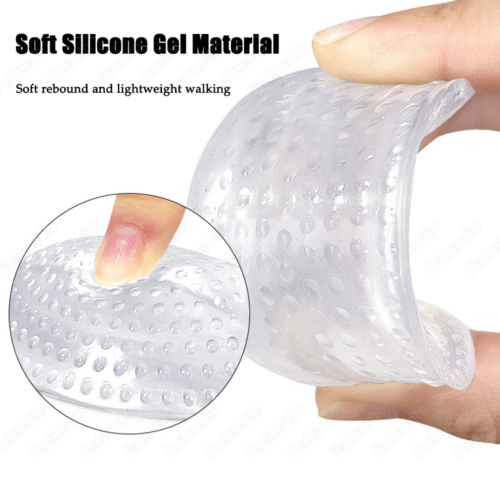 Silicone High Arch Insoles for Man Woman Orthopedic Plantar Fasciitis Flat Foot Arch Support Insoles Gel Self-adhesive Foot Pads