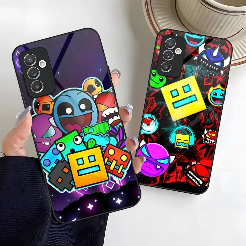 Game G-Geometry-Dash Phone Case Glass for Samsung Galaxy S24 S20 S21 S22 S23 Ultra Fe Plus A34 A54 A16 A24 A52 A53 M54 Cover