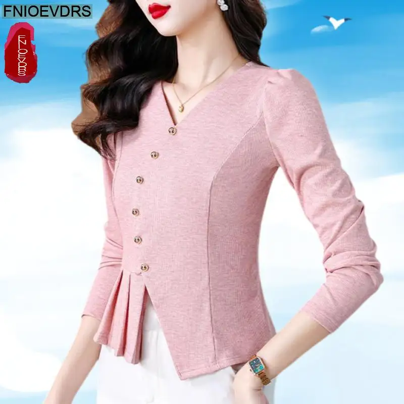 Office Lady Shirts 2025 Spring Basic Wear Work Women French Design Long Sleeve Button Tassel Ruffles Shirt Peplum Tops Blouses