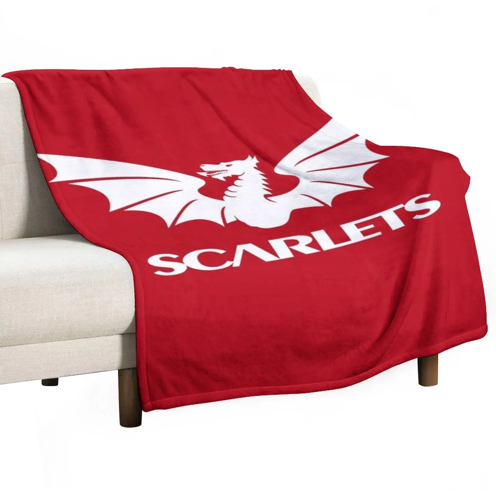 

The Scarlets Rugby in White Throw Blanket Sofa Quilt blankets and blankets