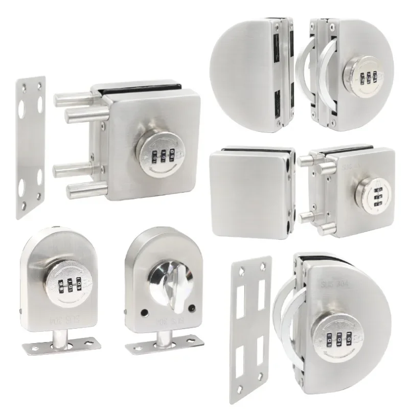 Frameless Glass Door Lock Single/double Door Keyless Password Lock Store Sliding Door Lock Non Punching Office Gate Locks