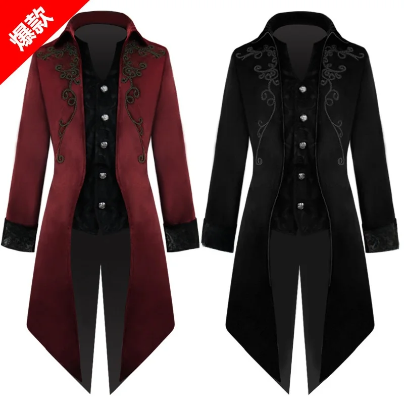 

Men's Punk Sle Tailcoat Coat Medium Length Retro Medieval Costume New Arrival from Man Zhi Xin Spring 2023 Ethnic Stage Wear