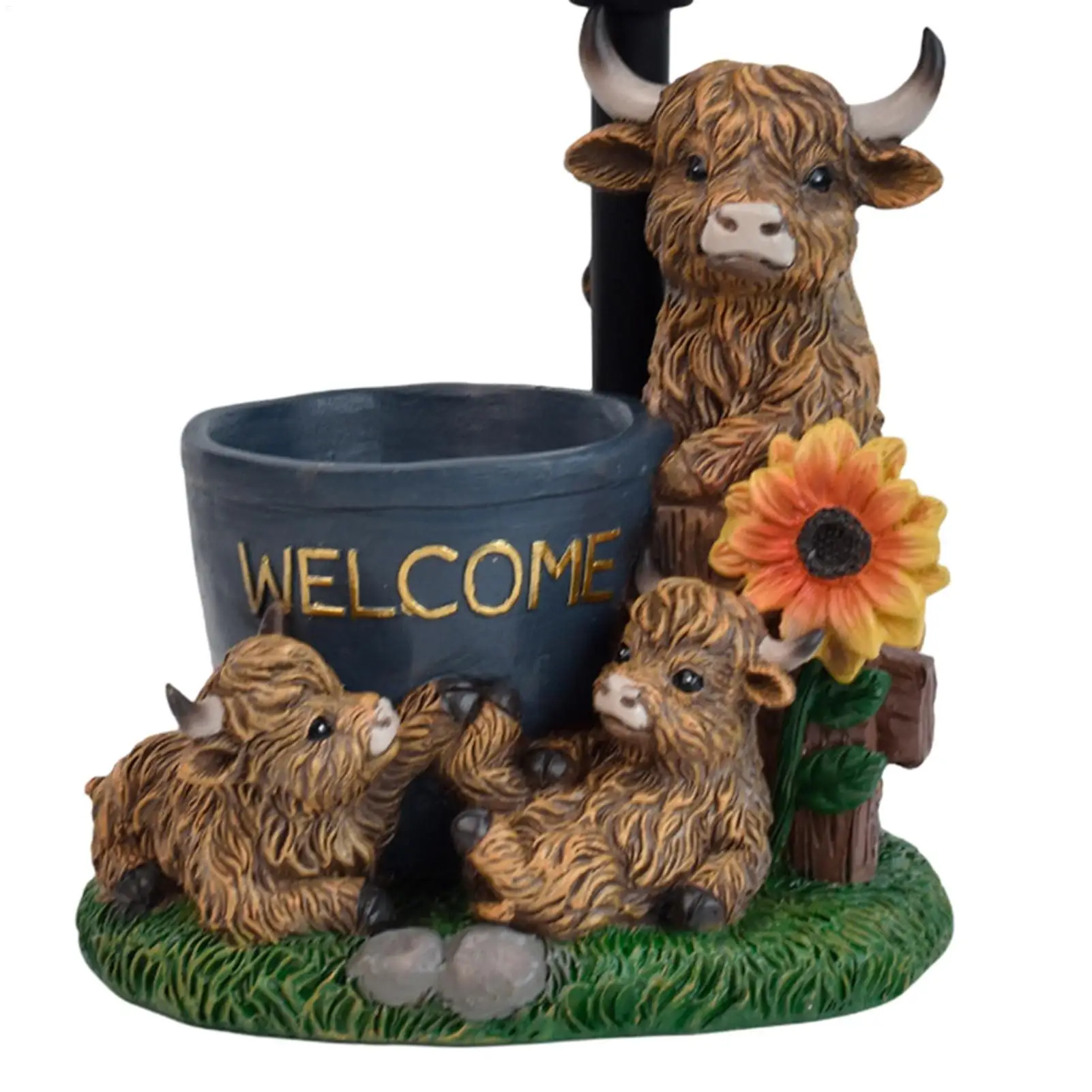 Solar Garden Animals Decorative Resin Cow Figurine Lighting Light Up Cow Sculpture For Lawn Balcony Porch Patio Farmhouse Home - view 5
