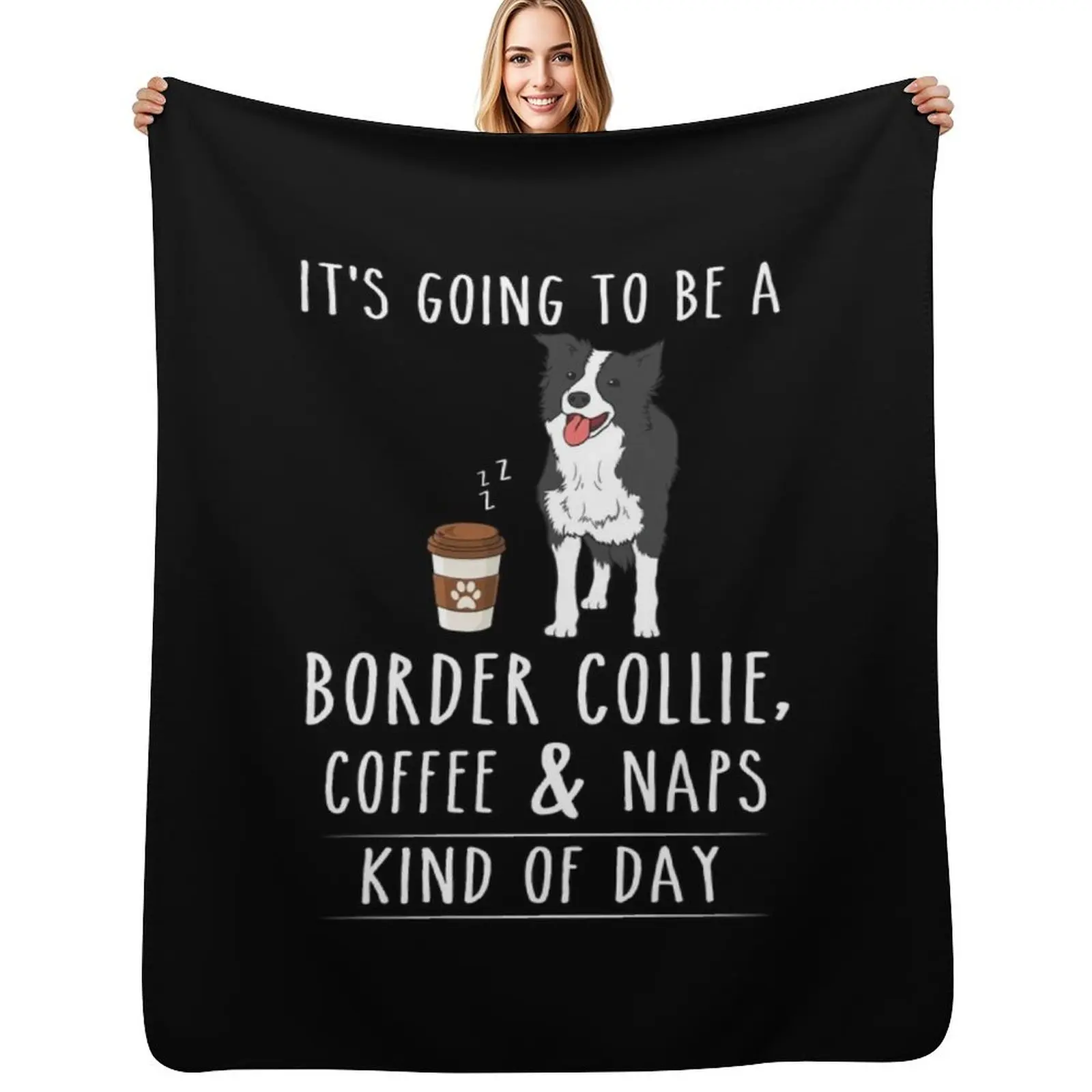 

Border Collie, Coffee and Naps Funny Throw Blanket Stylish Couch Blanket for Home Living Room