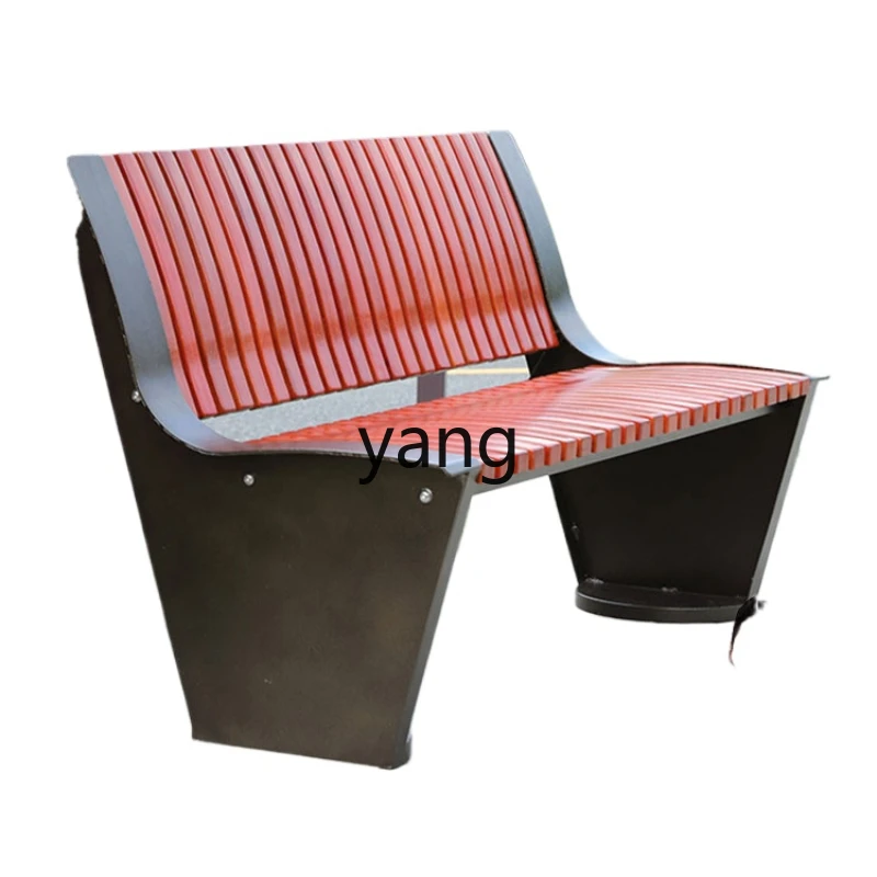 CX Outdoor Bench Courtyard Backrest Strip Galvanized Steel Frame Outdoor Bench