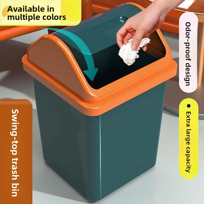 

Large Size Swing Cover Trash Can for Living Room Toilet Kitchen Bedroom Bathroom with Lid Home Use New Model Trash Can