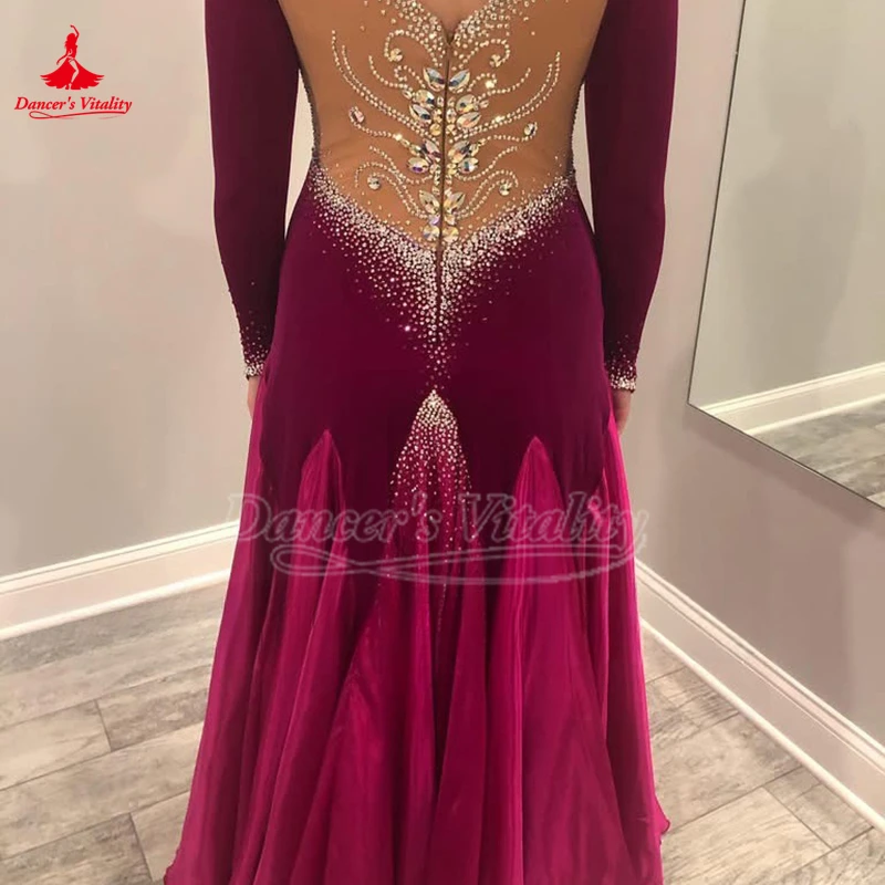 Personalizzazione Sala da ballo Club di ballo Standard Grande abito altalena Valzer Foxtrot Tango Quickstep Standard internazionale Esegui abiti