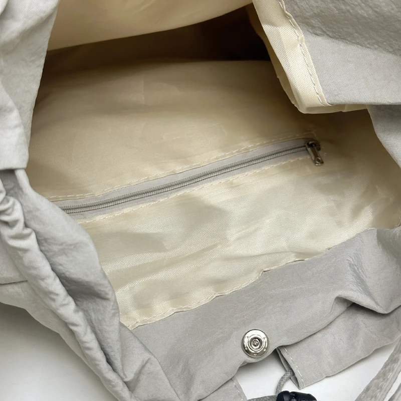 Women Shoulder Bag Large Capacity Bow Drawstring Backpack Simple Shoulder Bag Solid Color Drawstring Backpack Shopping Bag