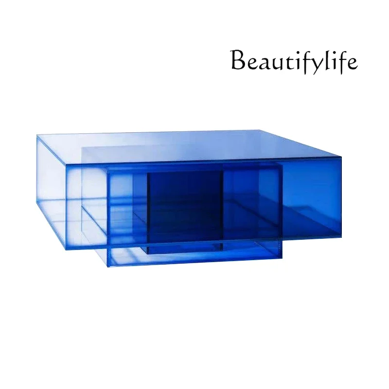 X36 Nordic Gradual Change Blue Acrylic Coffee Table Small Apartment Model Room Personality Creative New Square Side Table