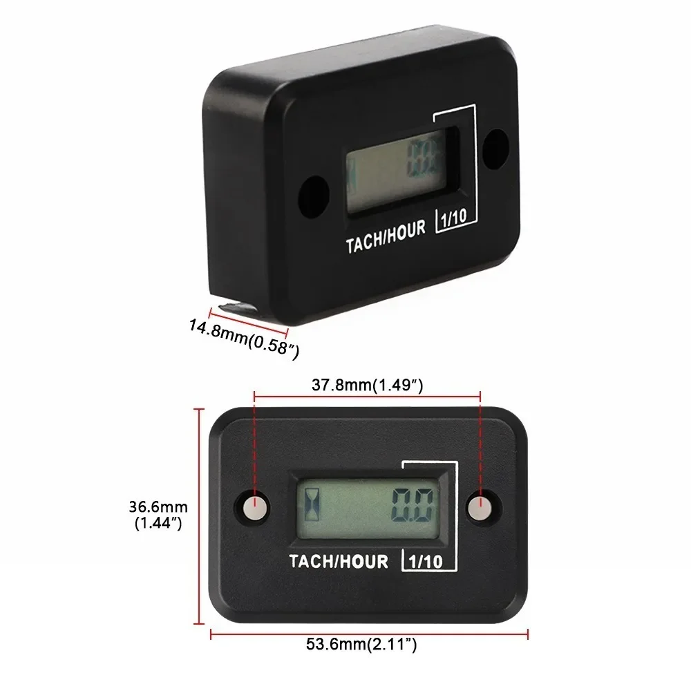 Portable Digital Tach IP68 Hour Meter Gauge LCD for 4 Stroke Gas Engine Offroad Panel Hour ATV Motorcycle Generator Bike
