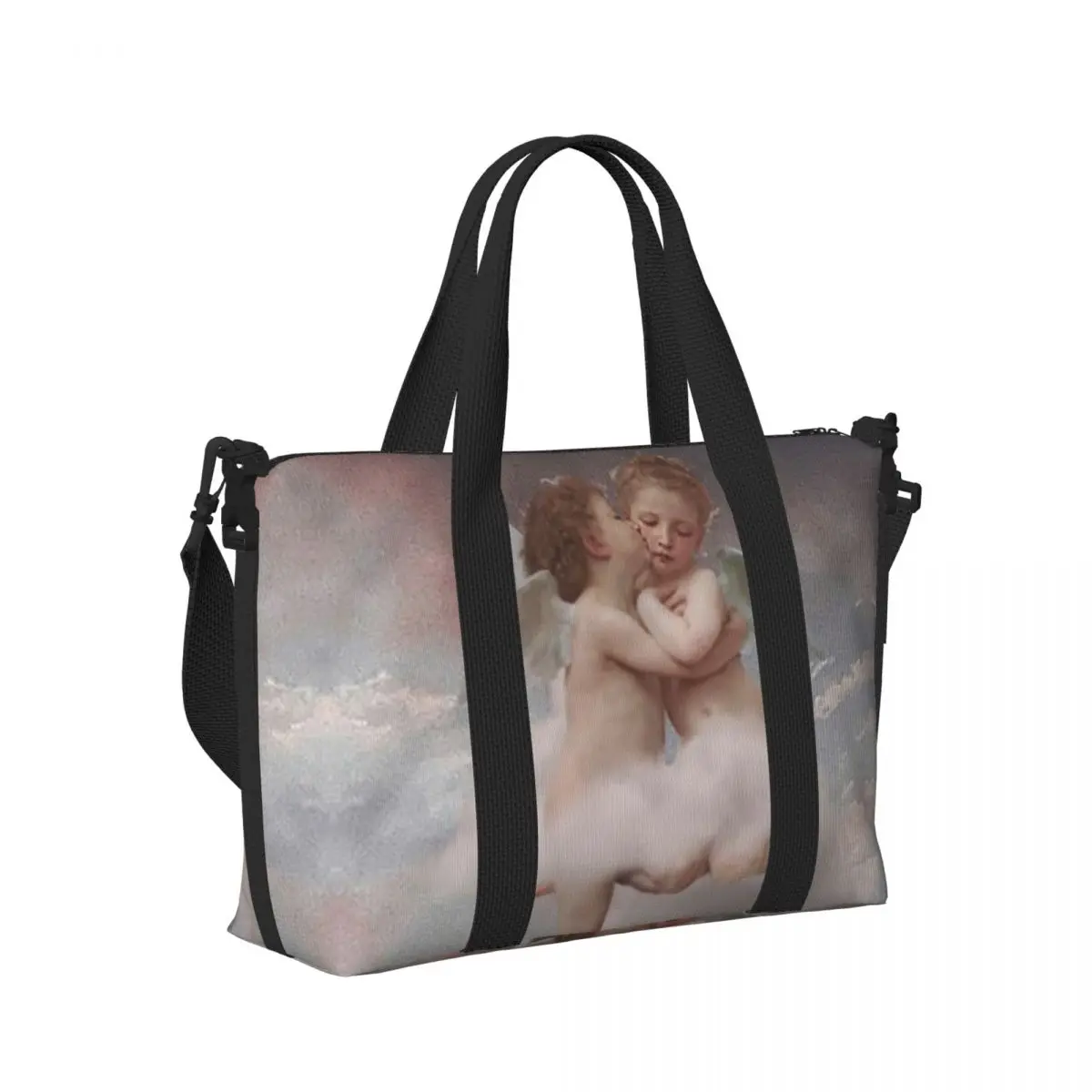 

Печать мифологических ангелов, эстетическая пляжная дорожная сумка в стиле Ренессанс Cherubs, сумки-тоут для спортзала, женская дорожная сумка для покупок
