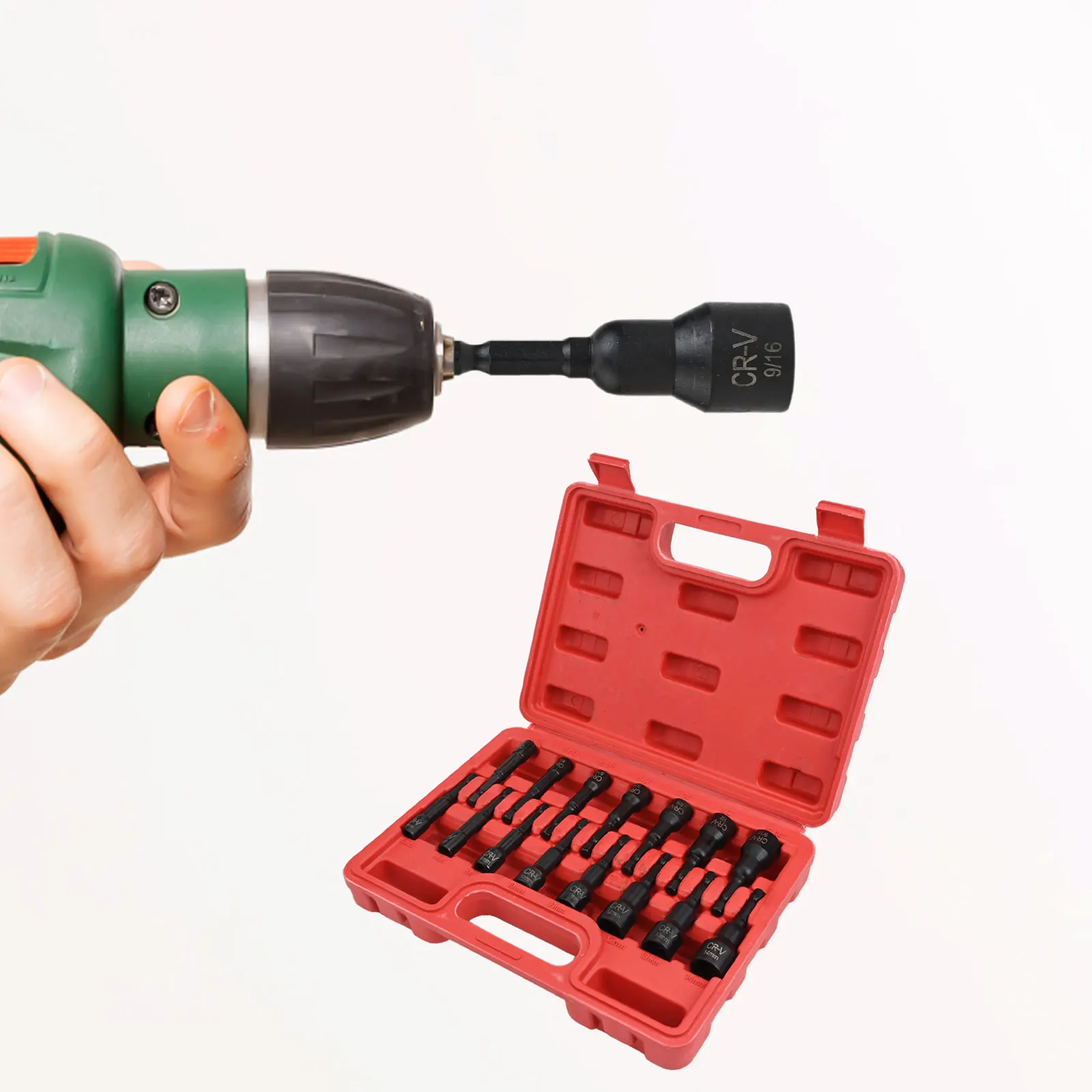 

15Pcs/Set Magnetic Nut Driver 1/4inch-9/16inch Metric 6mm-14mm For Impact Nut Driver Hand Tools Accessories