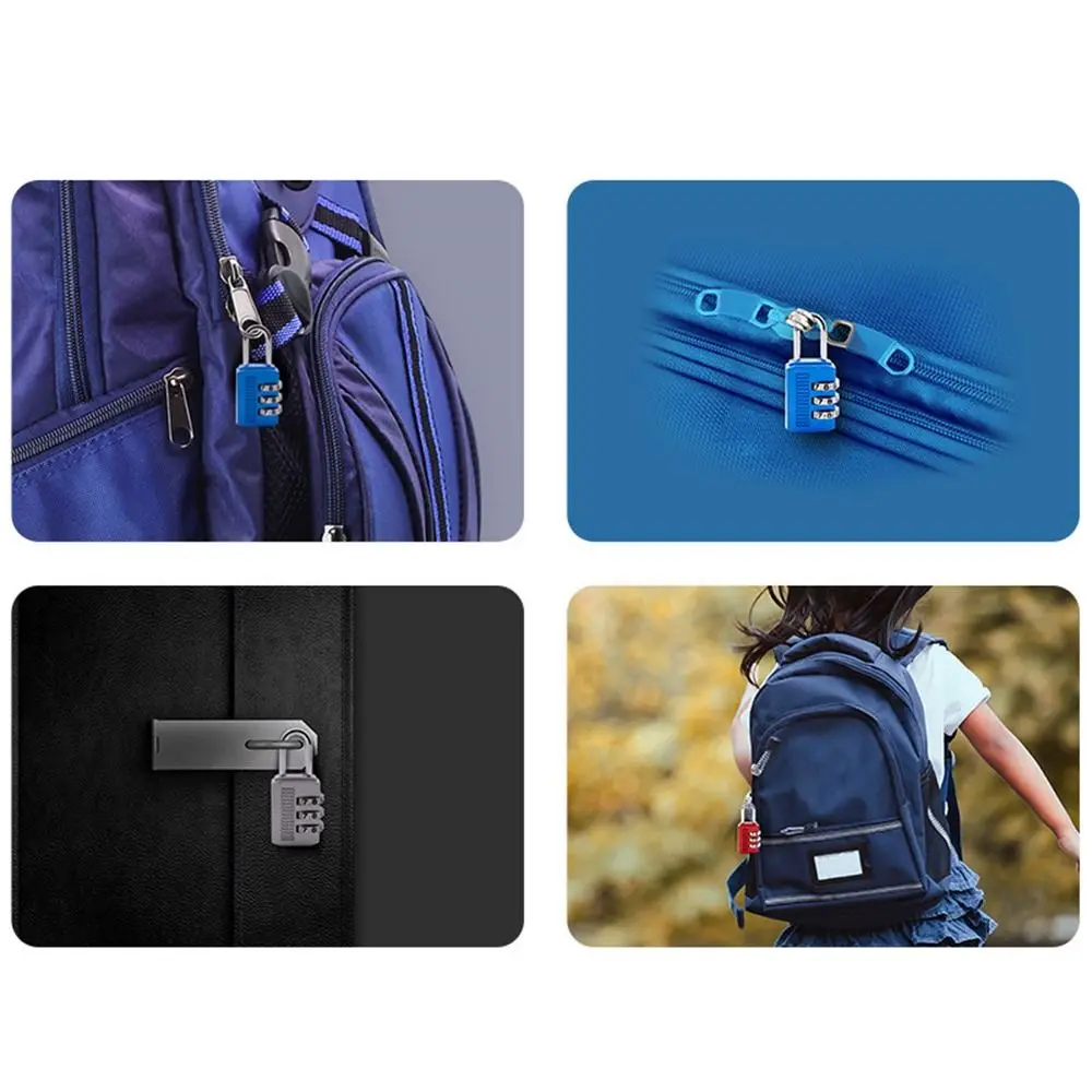 Security 3 Dial Digit Combination Lock Password Lock Backpack Zipper Lock Luggage Padlock Dormitory Cabinet  Lock