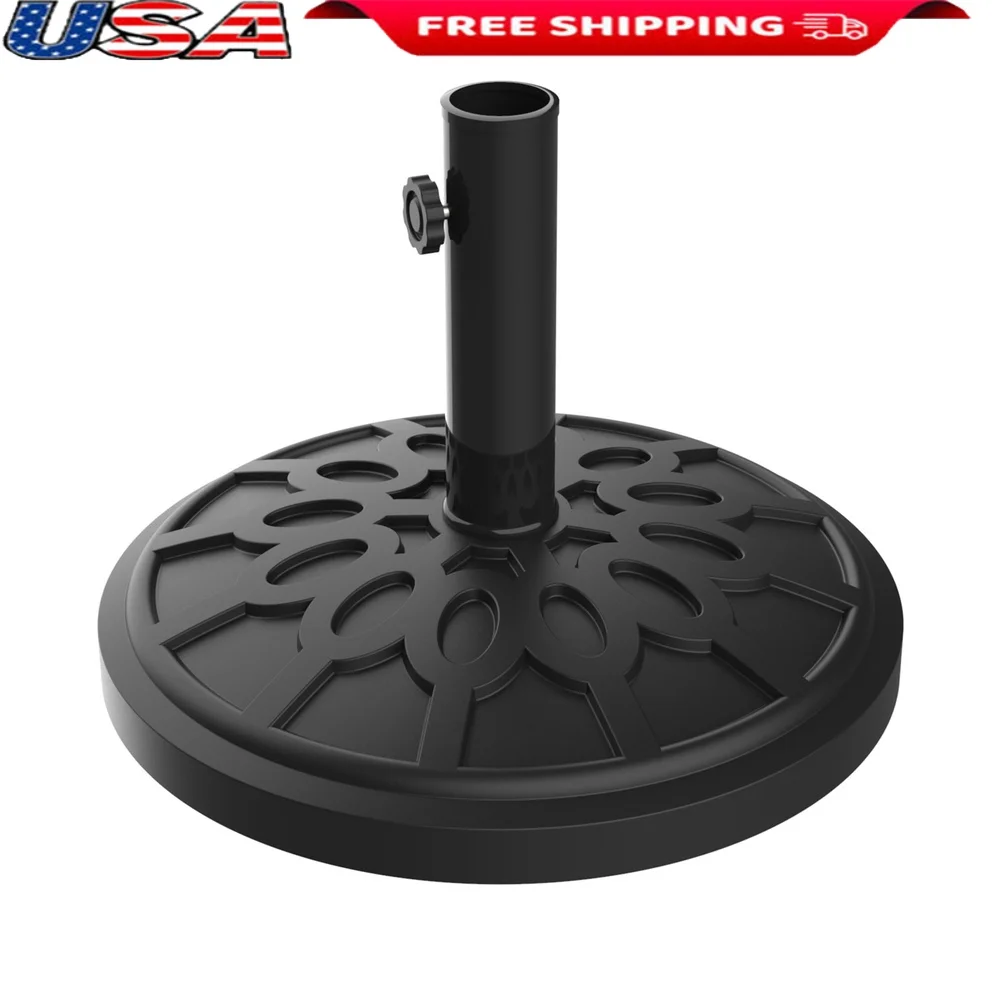 

19lb Round Umbrella Base Stand with Pole Lock Patio Table Supports 1.9in Poles Heavy Duty Outdoor Use