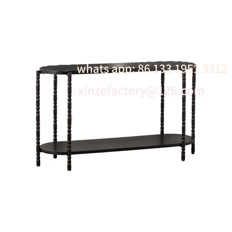 

Medieval style entrance entrance household corridor aisle cabinet American retro black table living room decoration