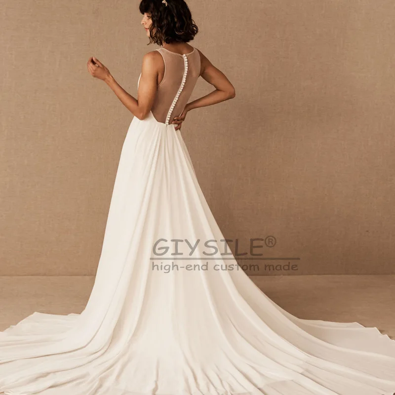 GIYSILE Customized French Retro Light Wedding Dresses Luxury 2025 New Bride Deep V-neck Simple Travel Photo Shoot Chiffon Dress