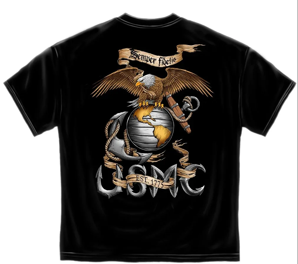

Semper Fidelis US Marine Corps Eagle Globe and Anchor T-Shirt 100% Cotton O-Neck Short Sleeve Casual Mens T-shirt Size S-3XL