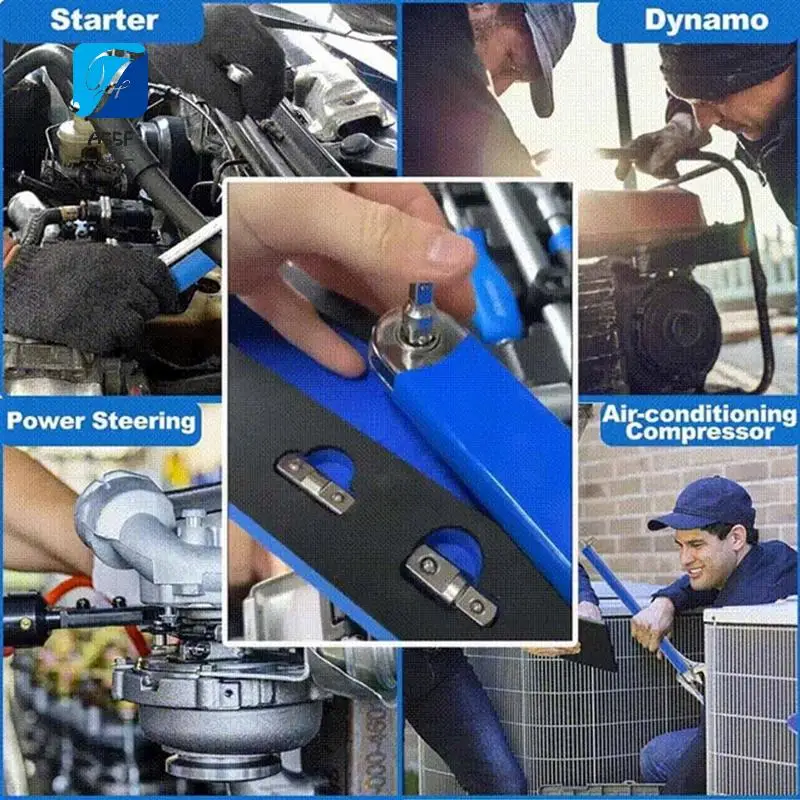 

A55F-Offset Extension Wrench,15Inch Multifunctional Tight Reach Wrench, Carbon Steel Offset Impact-Ready Socket Wrench Tool