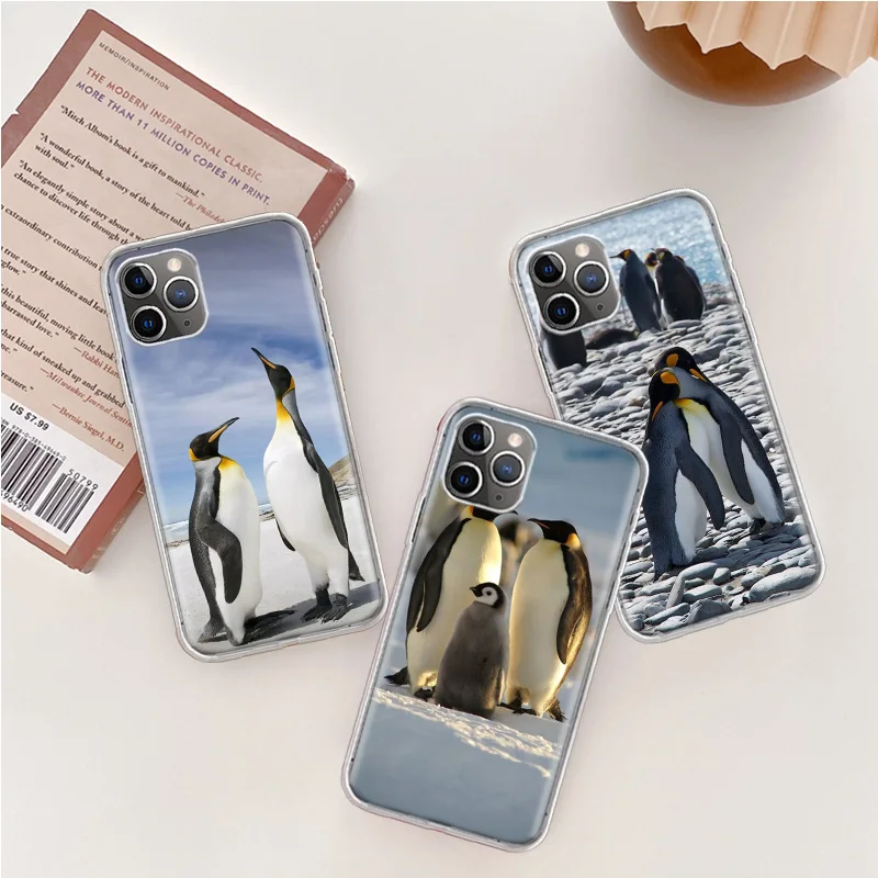 Penguins Love at the North Pole Phone Case For Iphone 14 13 15 16 Pro Max Plus Apple 11 12 Mini X XS Max XR Clear Cover Shell Co