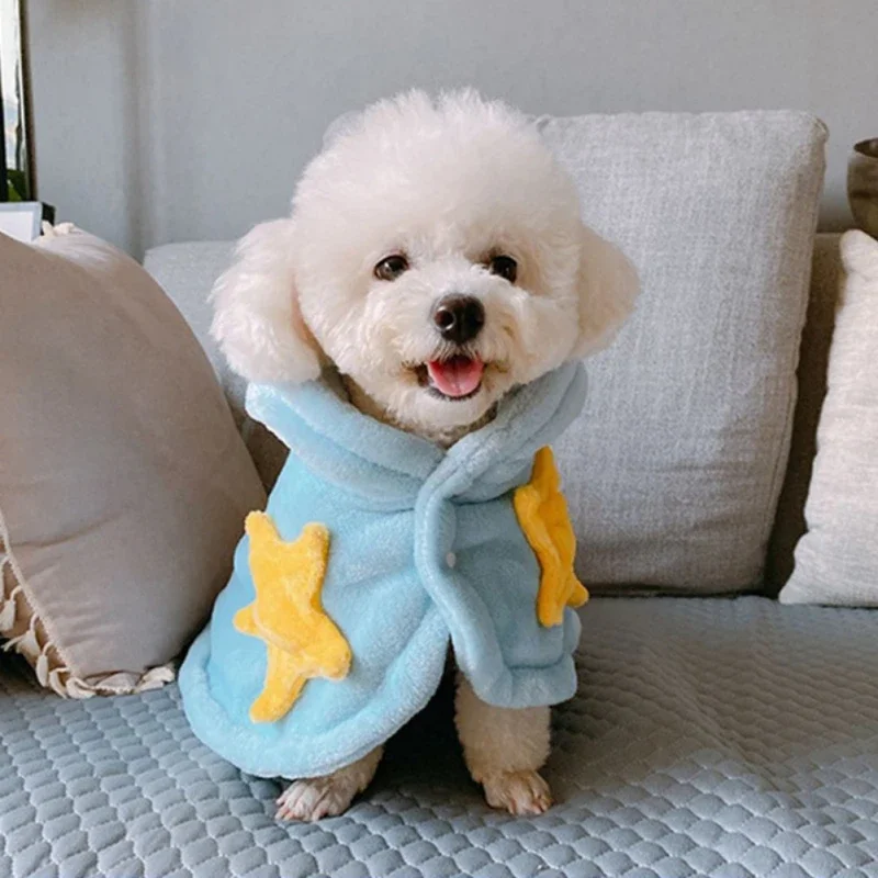 Winter Dog Soft Warm Pet Cat Dog Blanket Yorkshire Night Robe Flannel Thickened Hooded Pet Cloak Dog Pajamas Coat Nightwear