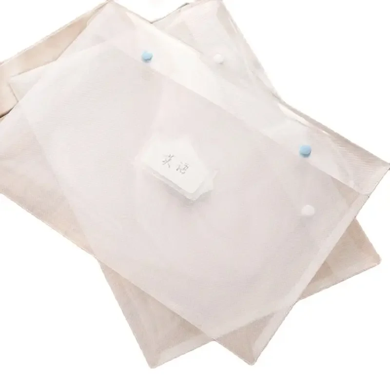 10PCS A4 Double  PP Plastic Transparent Snap Button Paper Bag for Students Stationery Test File Folder Office Accessories