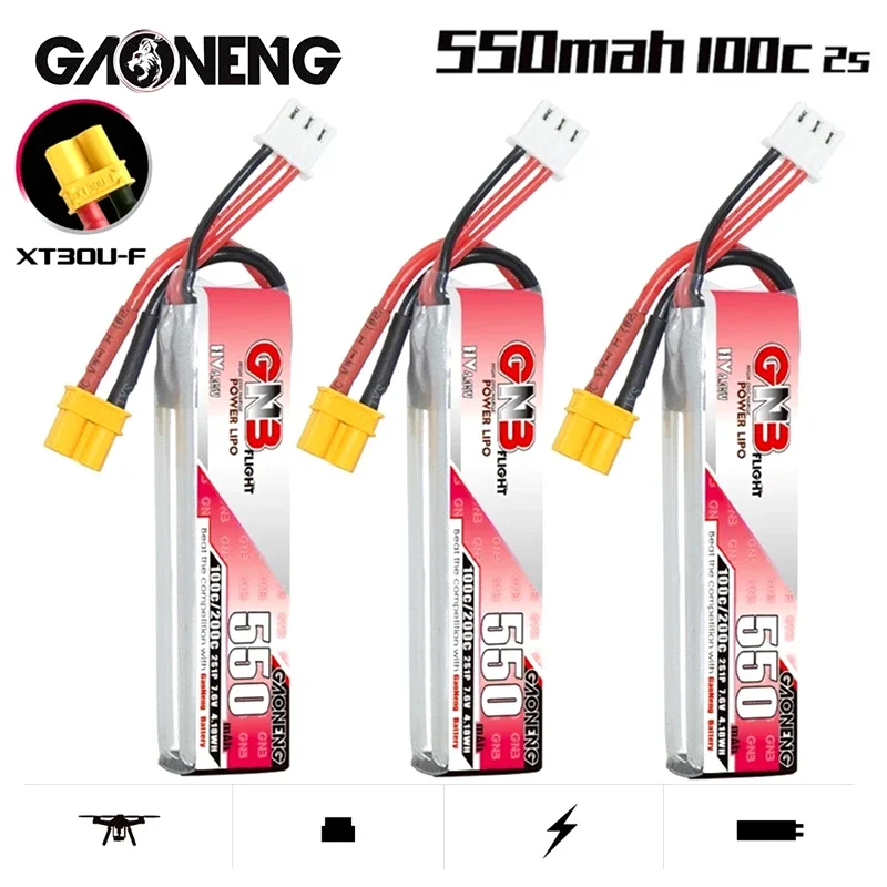 Batteria GNB 2S 7.6V 550mAh HV Lipo per Happymodel FPV Racing Cine Whoop BetaFPV RC Drone 7.6V batteria 100C con spina XT30U-F