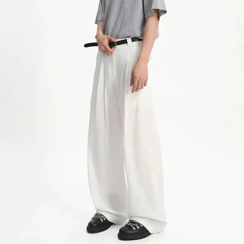 LUZHEN Straight 2026 New Solid Color Loose High Quality Casual Pants Men's Trendy Original Wide Leg Elegant Male Trousers JY8832
