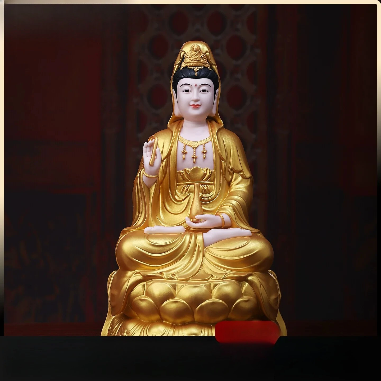 CZ Ceramic Sitting Lotus Nanhai Guanyin Bodhisattva Buddha Statue Home Living Room Home Dedication Guanyin Bodhisattva Ornament