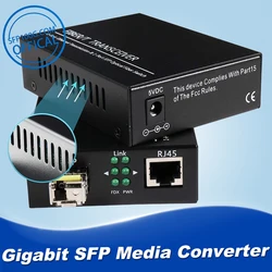 2Pcs of 1.25G/s Bidi Gigabit Multi-Mode Fiber Ethernet Media Converter with a Pair Bidi SFP LC Dual Transceiver Module Included,