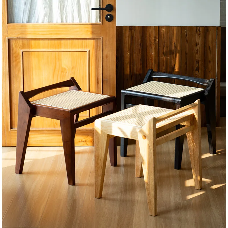 Silla sencilla de madera maciza para sala de estar, asiento de comedor, taburete de tocador para dormitorio, artesanía de espiga, muebles modernos