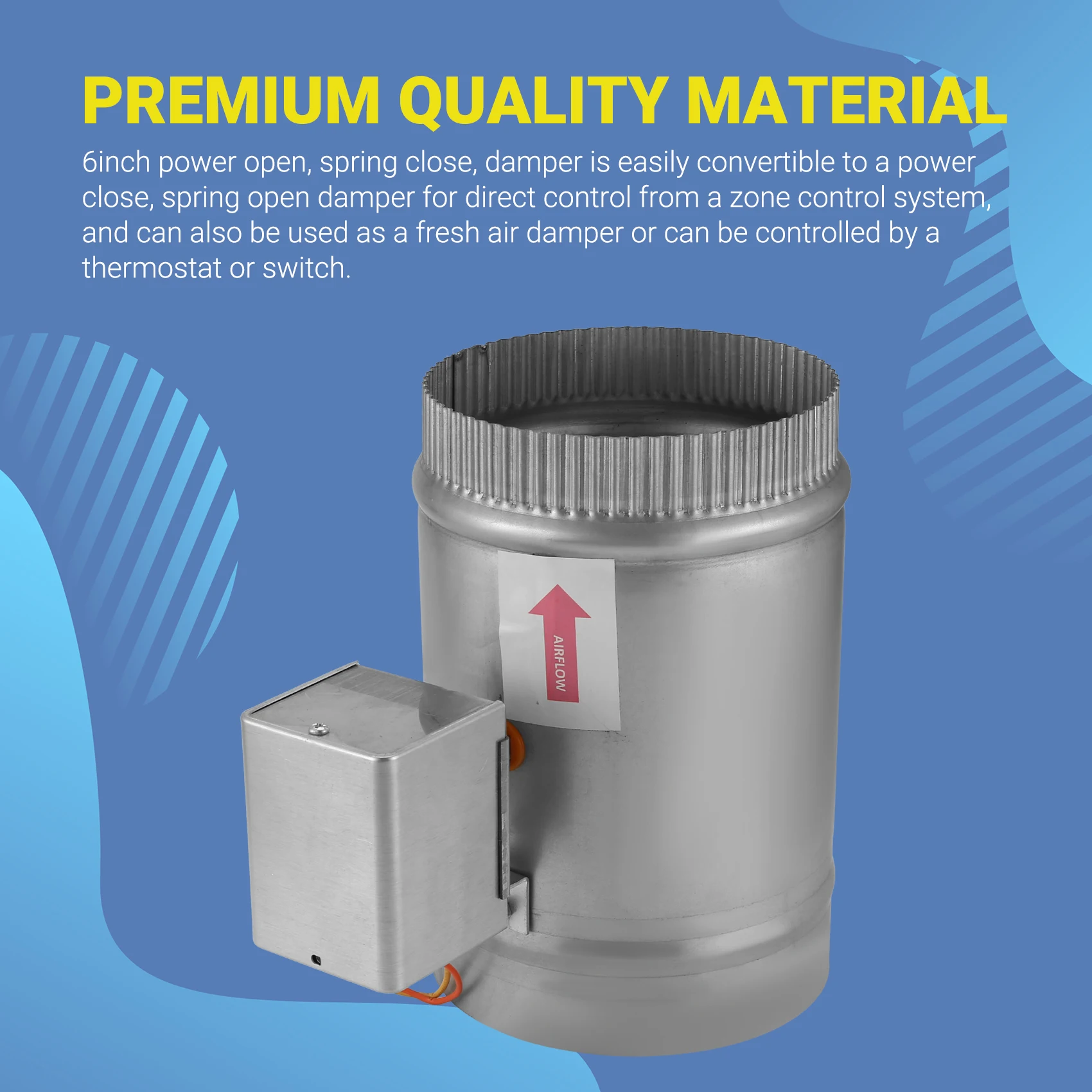 

A80X-6Inch HVAC Motorized Electric Zone Control 24Ac Power Damper Dampner NSPRD NSPRD024-6NC