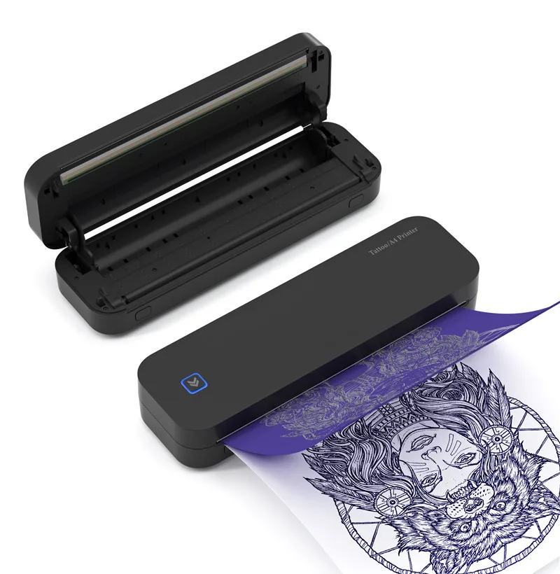 Printer Termal HD Mini A4 Portabel Printer Transfer Stensil Tato Dokumen Kantor PDF Foto Tanpa Tinta Bluetooth Nirkabel