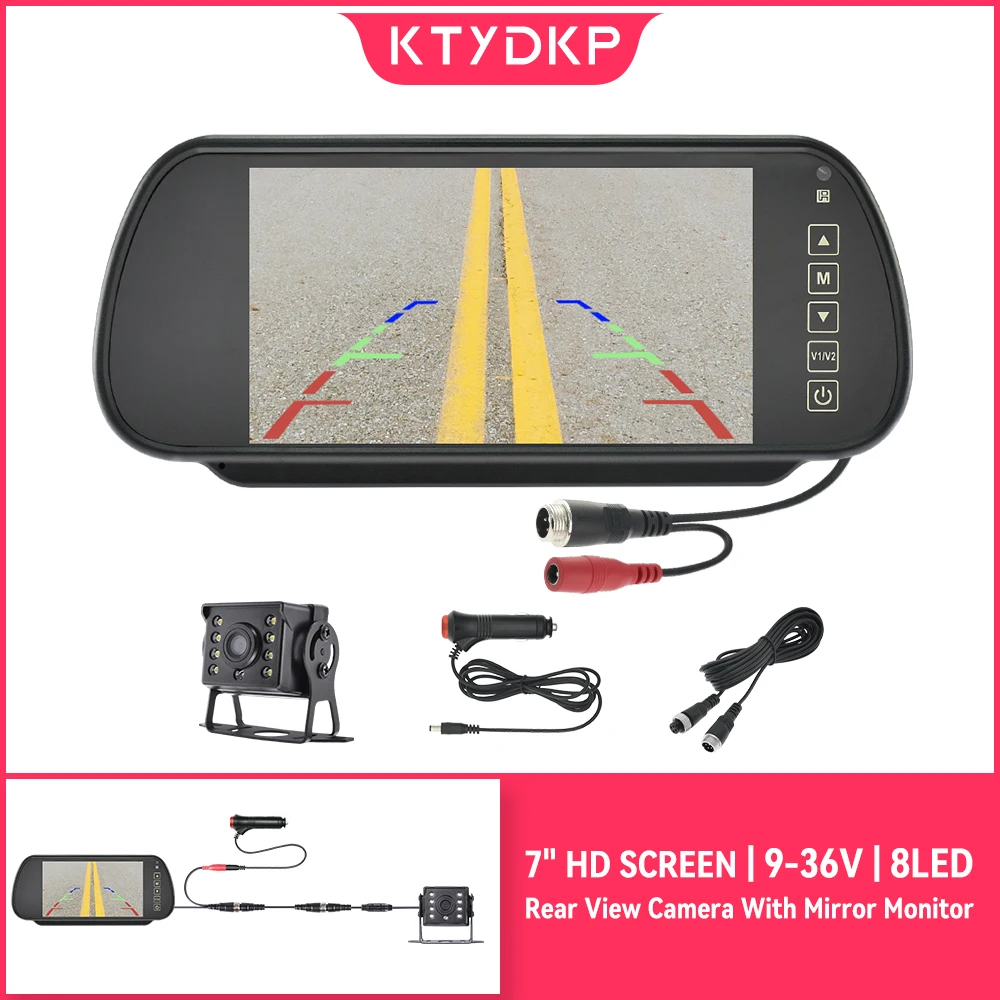 KTYDKP 7 Inch Car Rear View Camera with Mirror Monitor Backup Camera 7