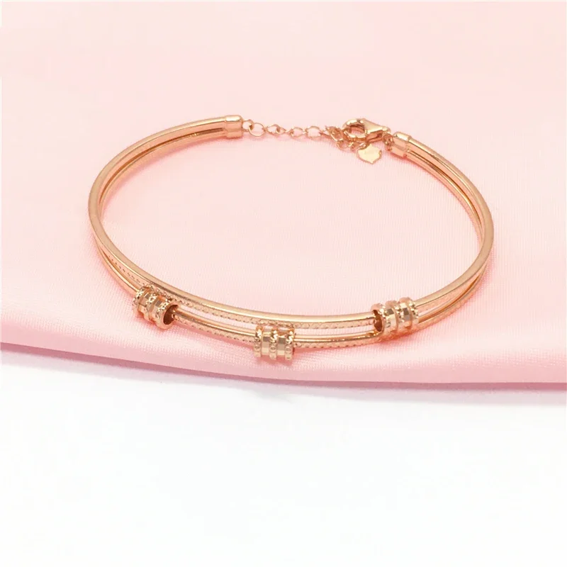 

585 Purple Gold Plated 14K Rose Gold Creative Geometric Bracelets for Women Classic Fashion Wedding Dinner Jewelry