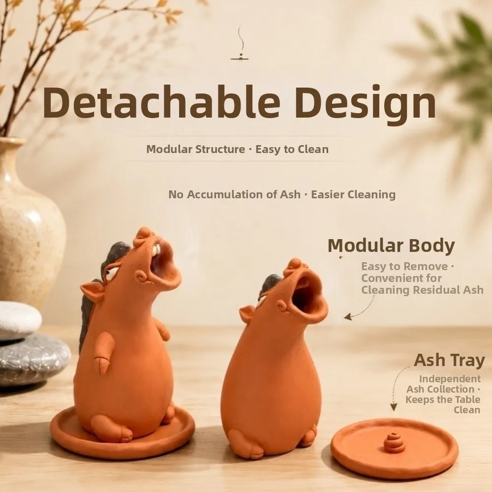 Resin Bathtub Backflow Incense Burner Ash Collection Tray Cartoon Cone Incense Holder Cute Animal Stable Base