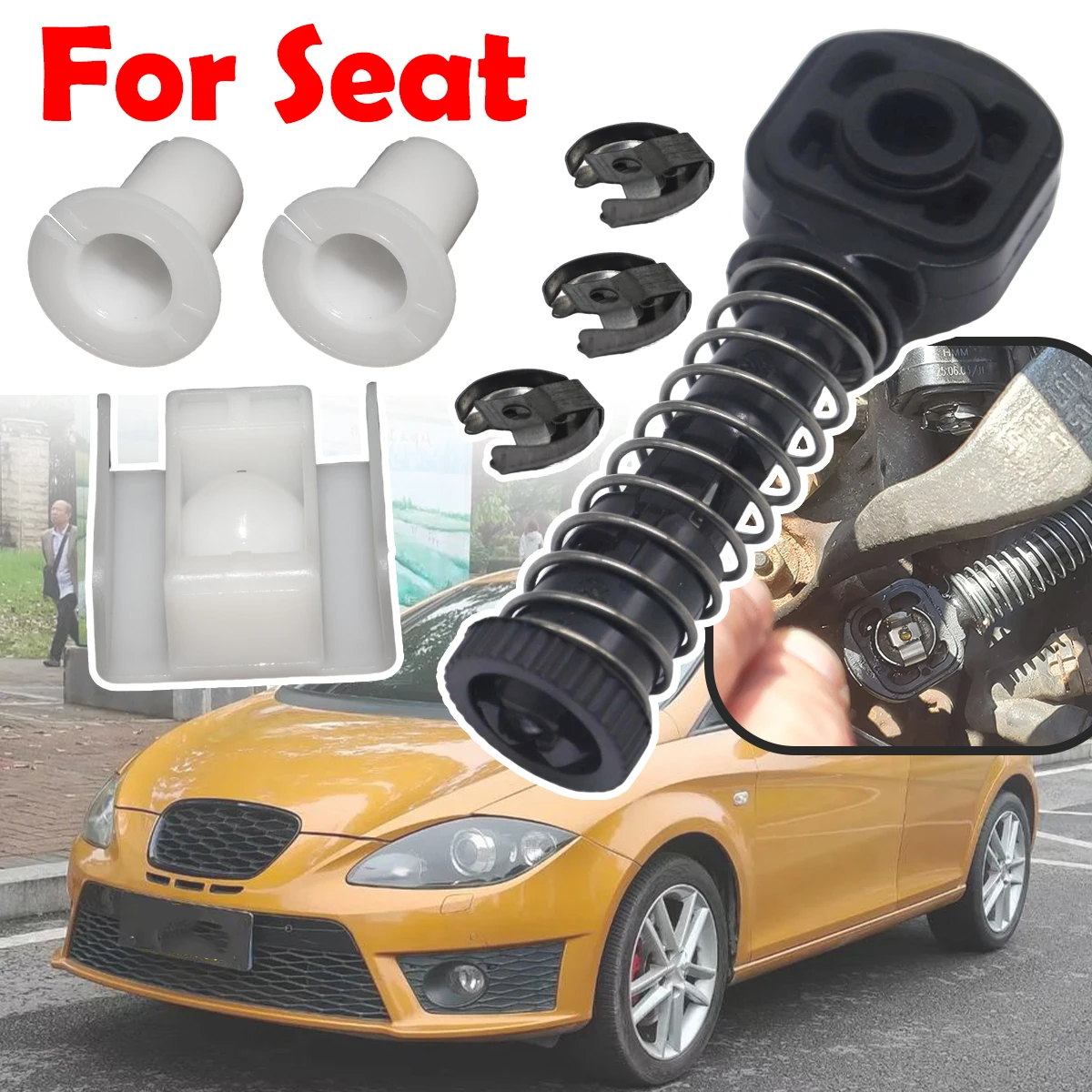For Seat Ibiza Leon Toledo Arosa Gear Selector Wiring Lock Washer Shift Shaft Gear Lever Selector Cable Rod Slider Bushing Kit